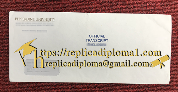 Pepperdine University official envelope with transcript