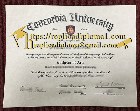 Concordia University diploma certificate from replicadiploma1.com
