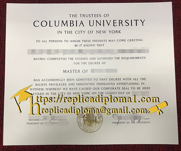 sample of Columbia University degree from replicadiploma1.com