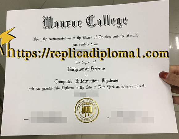 monroe college diploma sample from replicadiploma1.com