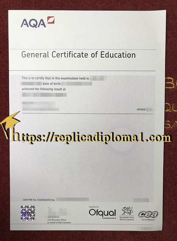 GCE certificate, AQA GCE certificate