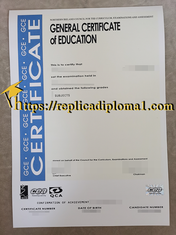 CCEA GCE Certificate