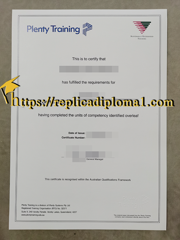 Plenty Training Certificate